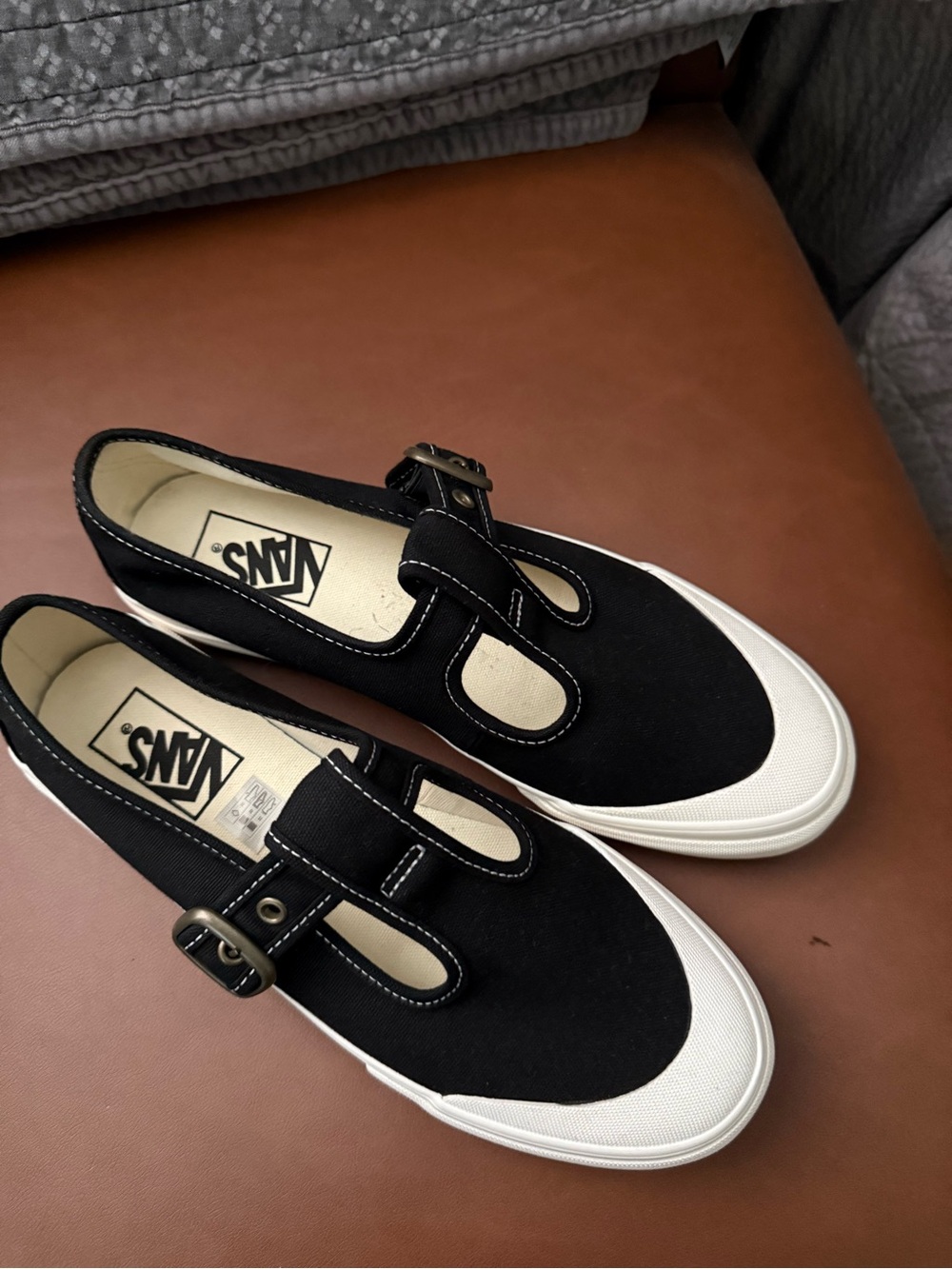 Vans women Black & White Mary Jane Canvas Sneakers